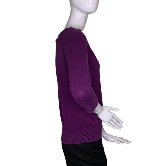 Loft Ann Taylor Women Top Pullover Plum Size S 3/4 Sleeve - Picture 4 of 7